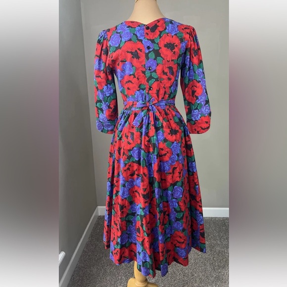 Vintage Lanz Originals Rockabilly Fit Flare Cottagecore Tea Party Floral Dress M - Picture 5 of 6
